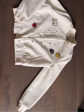 White Patch Embellished Bomber Jacket